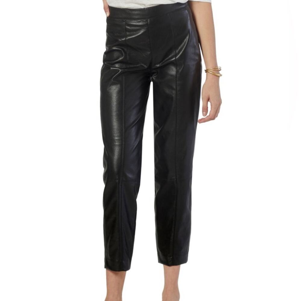 Joie black faux leather pull on ankle pants in size XL